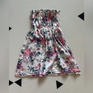 Bailey’s Blossoms|Baby girl strapless maxi dress in white florals,smocked top•